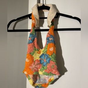 Floral collared crop top - Zara